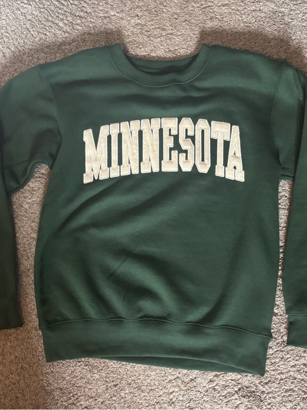 Dark Green Fleece Sweatshirt with Minnesota Design